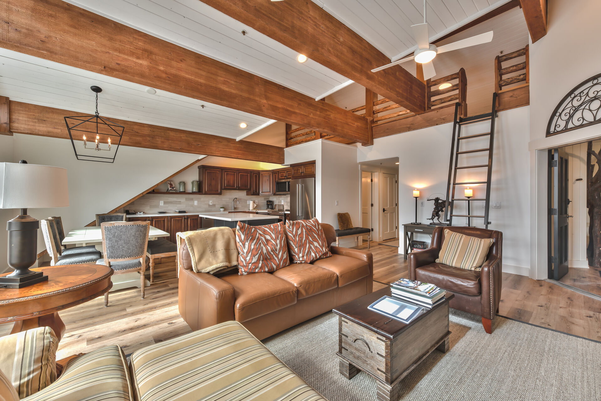 The Kitchen, Dining Space, and Living Area of Our Deer Valley Condo Rentals.