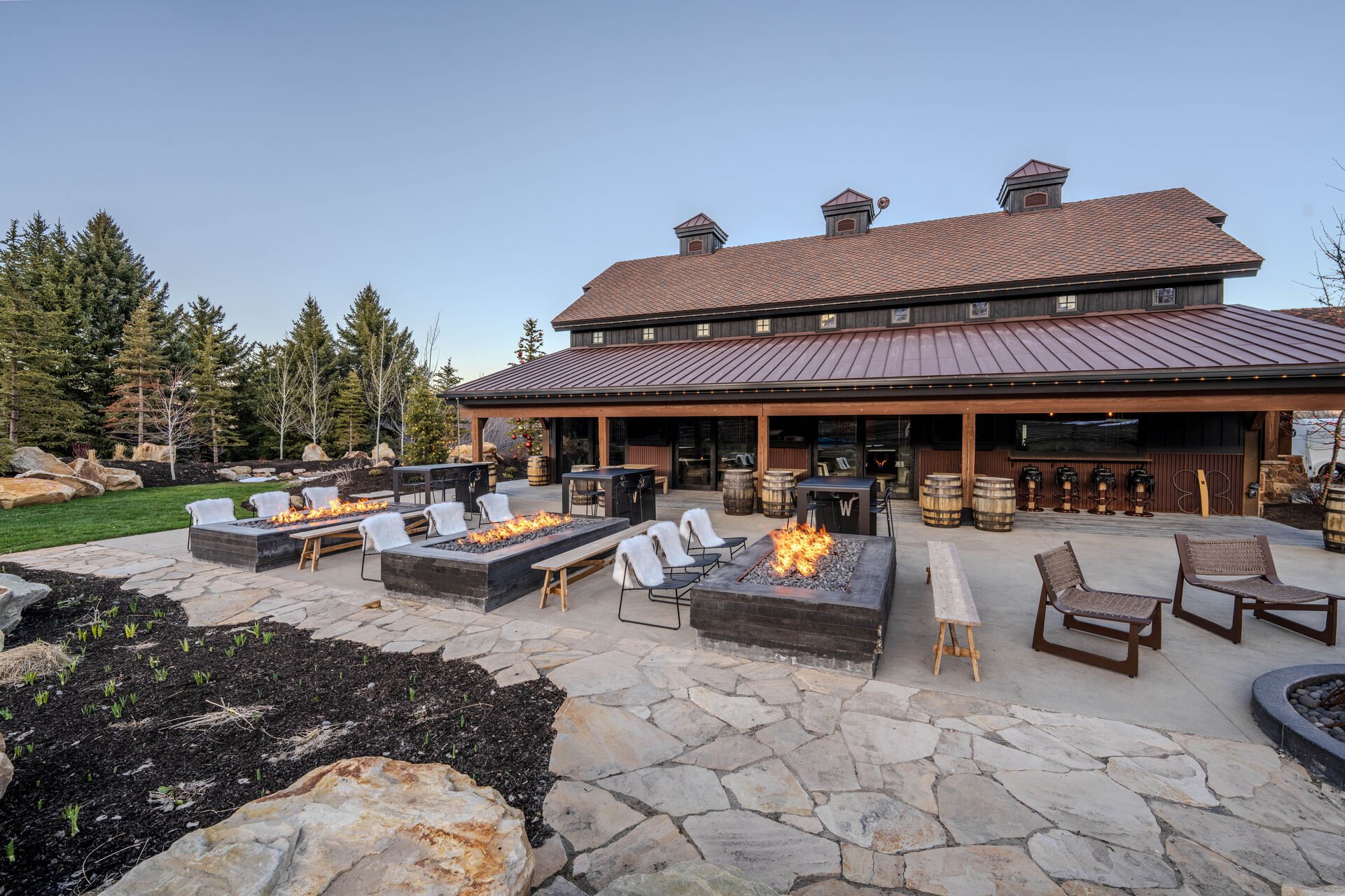 Warm up by the fire pits on a cooler evening Warm up by the fire pits on a cooler evening