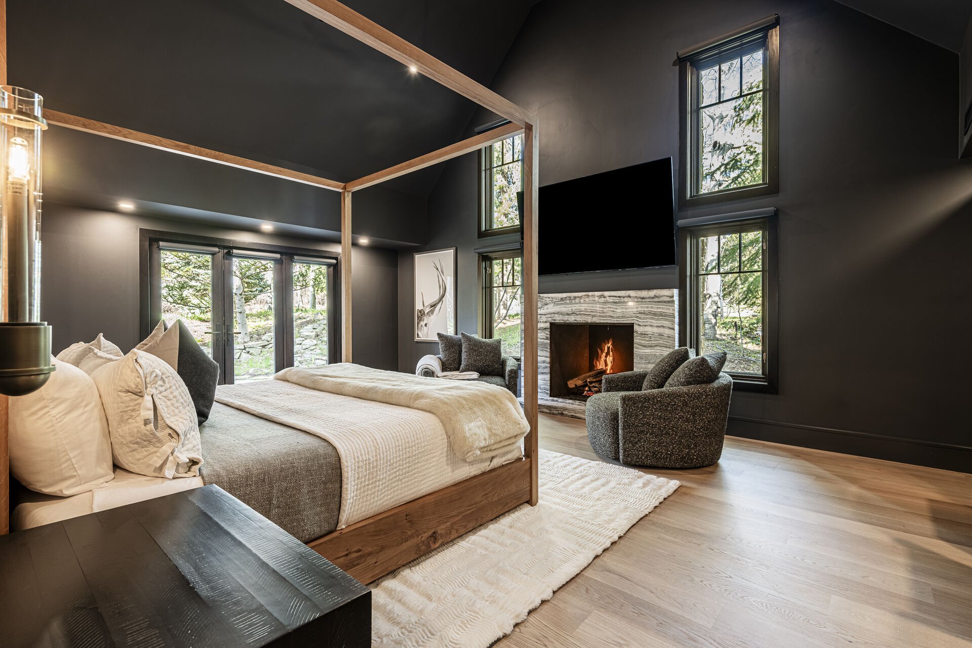 Sun Peak Manor House - Primary Suite with a king bed and vaulted ceiling Sun Peak Manor House - Primary Suite with a king bed and vaulted ceiling