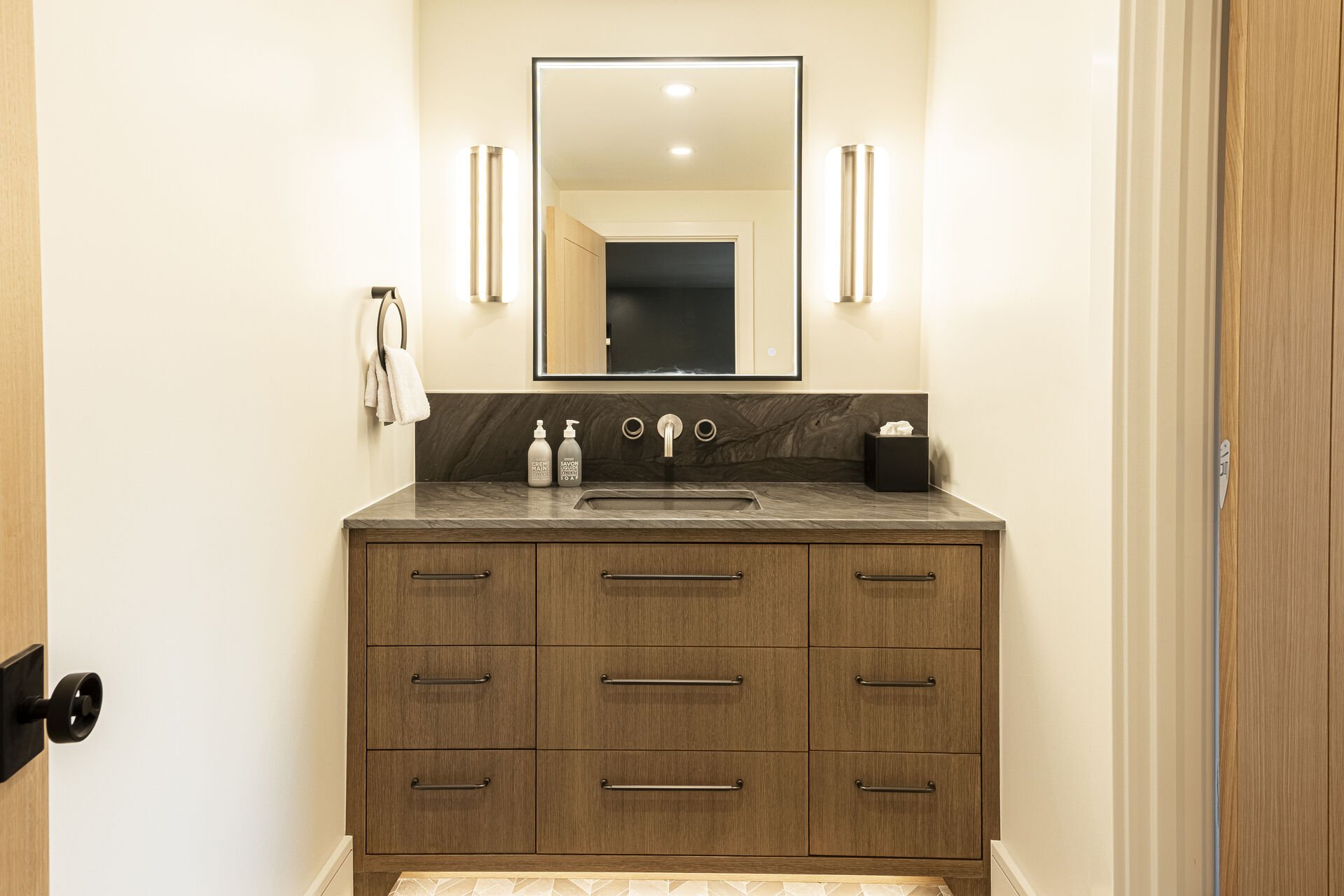 Sun Peak Manor House - Guest Bedroom 3 en suite vanity lighted mirror Sun Peak Manor House - Guest Bedroom 3 en suite vanity lighted mirror